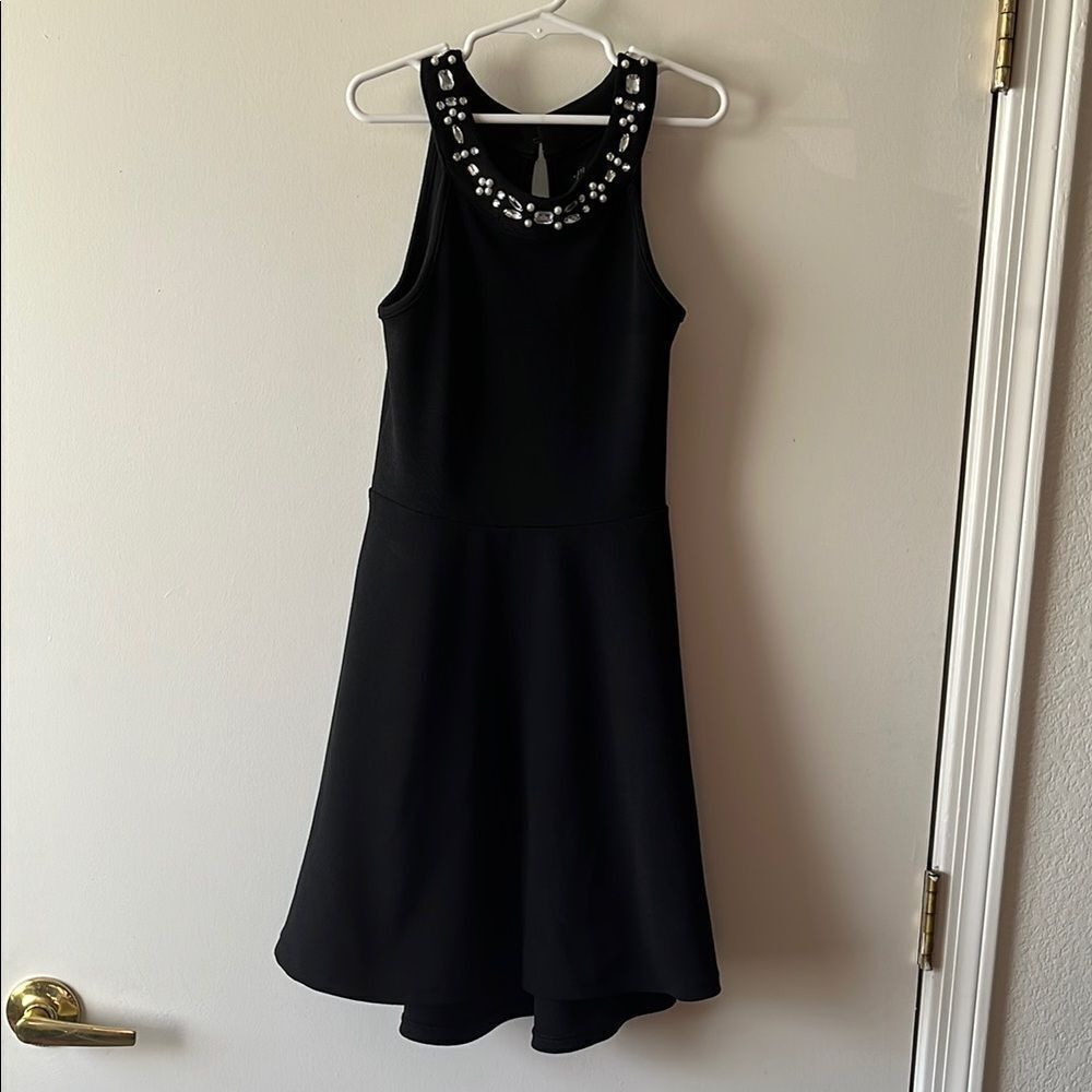 Place Black Dress with Embellished neck Size 7/8 Gently Used